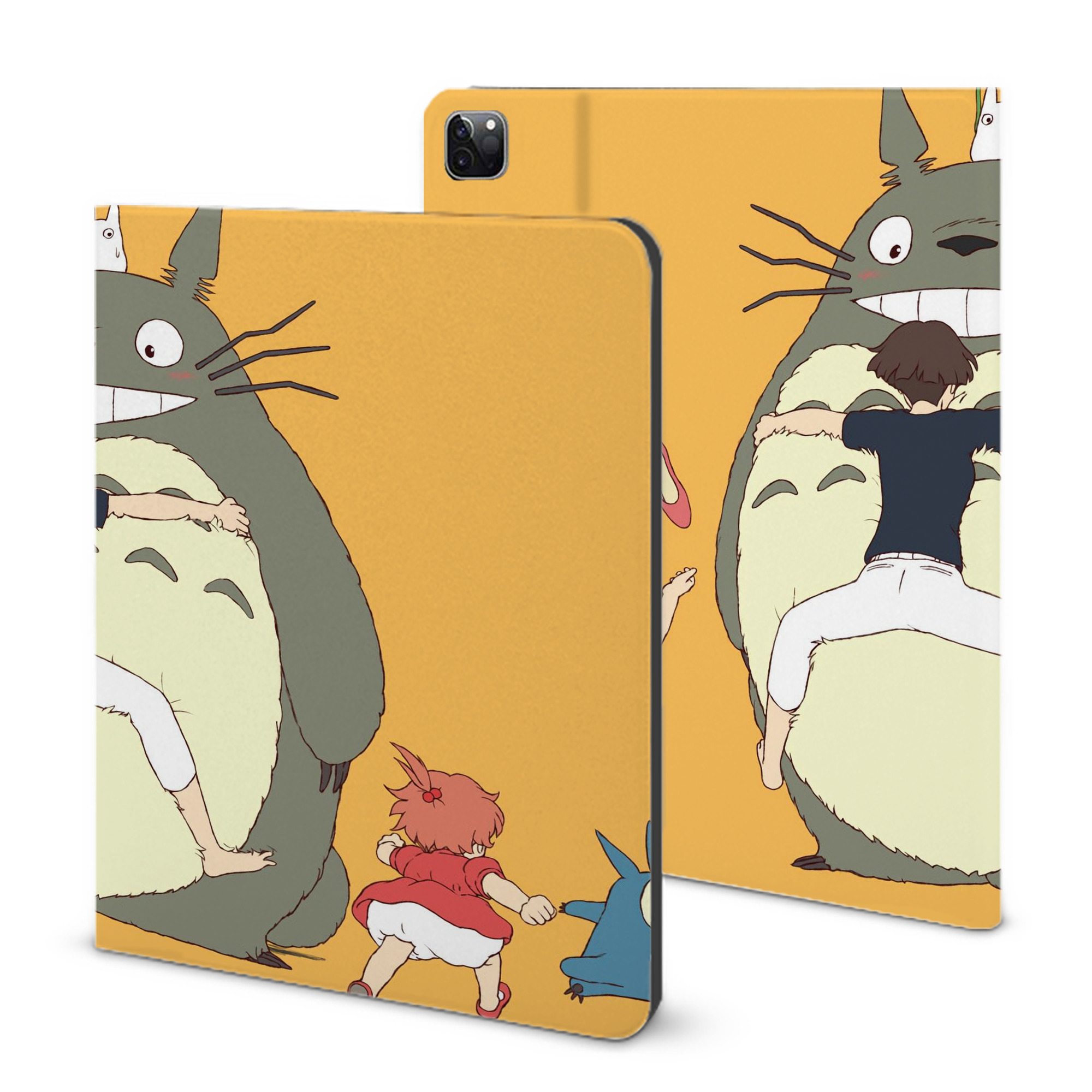 （画像用） となりのトトロ 草壁メイ 草壁サツキ My Neighbor Totoro Satsuki Kusakabe Mei Kusakabe IPad ケース ブック型 PUレザー TPU 耐衝撃 軽量 薄型 ペン収納なし 全面保護 IPad 各モデル対応